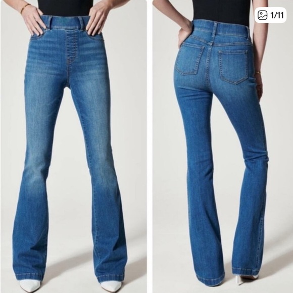 Spanx Vintage Indigo Flare Jeans Pull On Pants Small - Picture 1 of 6